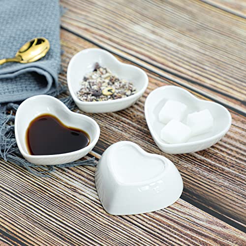 SOCOSY Heart-shaped Multipurpose Ceramic Sauce Dish Seasoning Dishes Sushi Dipping Bowl Appetizer Plates Serving Dish Saucers Bowl(Set of 4) - Image 3