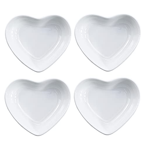 SOCOSY Heart-shaped Multipurpose Ceramic Sauce Dish Seasoning Dishes Sushi Dipping Bowl Appetizer Plates Serving Dish Saucers Bowl(Set of 4) - Image 1