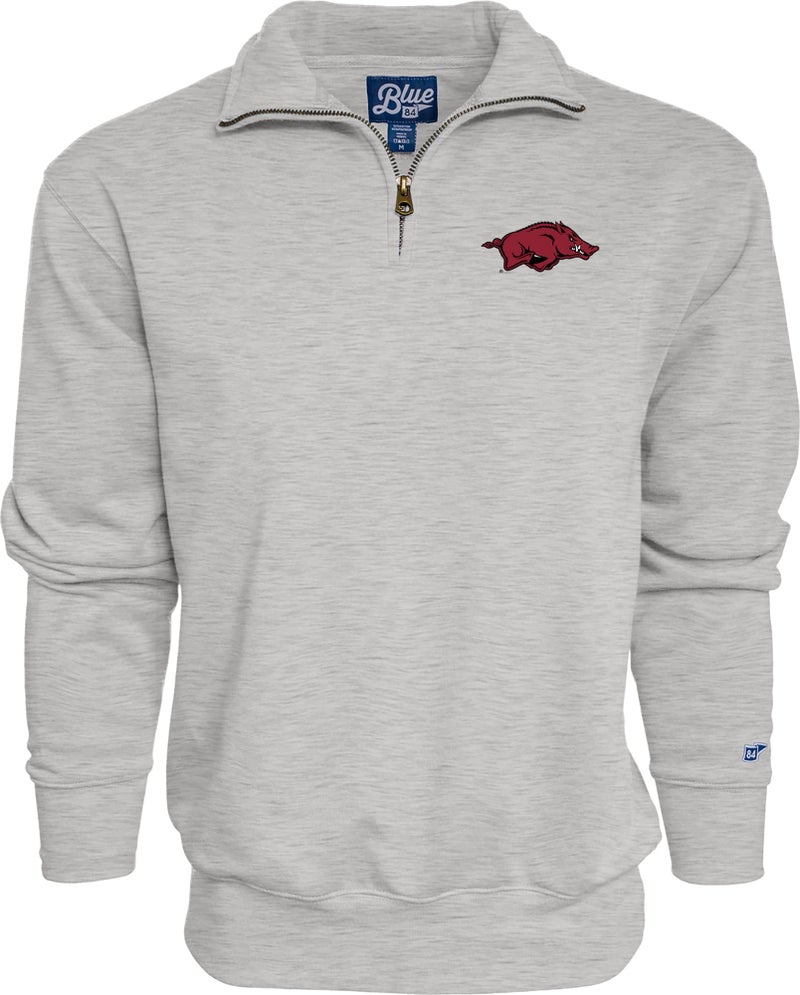 Blue 84 Arkansas Razorbacks Quarter Zip Sweatshirt Icon Grey, X-Large - Image 1