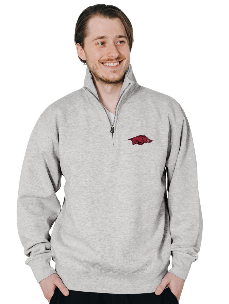 Blue 84 Arkansas Razorbacks Quarter Zip Sweatshirt Icon Grey, X-Large - Image 2