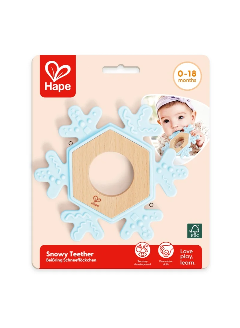 هيب Snowy Teether BPA-free Silicone Snowflake Toy, 0M+, Teething Toy for Baby, Baby Toy Gifts, Baby Shower Gifts, Gentle Massage and Relief to the Baby`s Gums, Infant Sore Gums Pain Relief