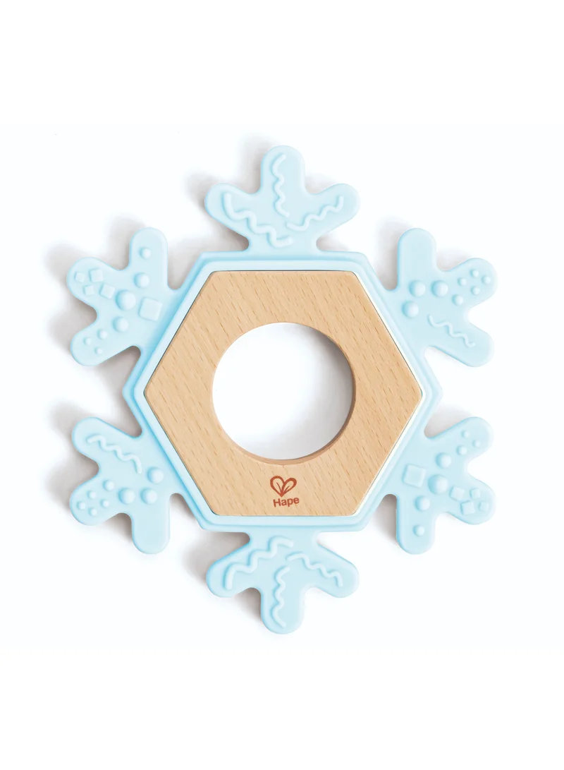 Hape Snowy Teether BPA-free Silicone Snowflake Toy, 0M+, Teething Toy for Baby, Baby Toy Gifts, Baby Shower Gifts, Gentle Massage and Relief to the Baby`s Gums, Infant Sore Gums Pain Relief