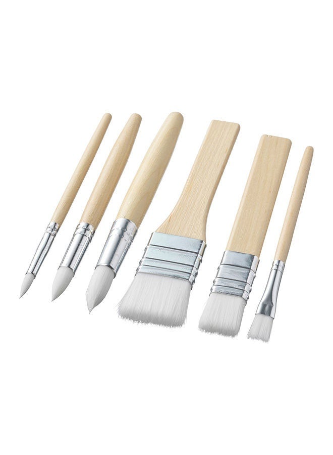 6 Pieces Paint Brush Set, Nylon Hair Painting Brushes for Acrylic, Oil Paint, Watercolor, , Wooden Short Stick Drawing Brushes, Art Paintbrushes for Kids and Adults - Image 1