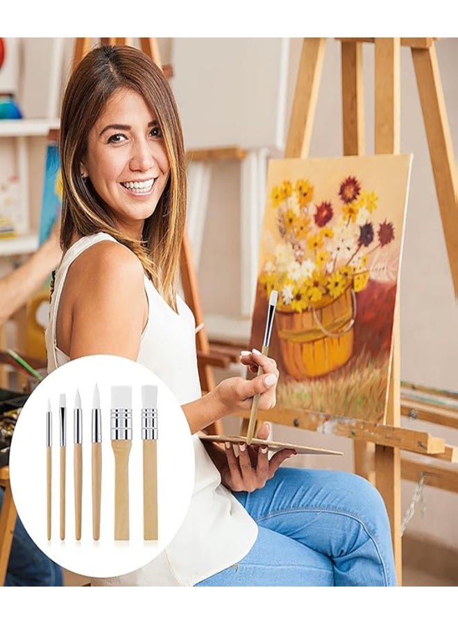 6 Pieces Paint Brush Set, Nylon Hair Painting Brushes for Acrylic, Oil Paint, Watercolor, , Wooden Short Stick Drawing Brushes, Art Paintbrushes for Kids and Adults - Image 5