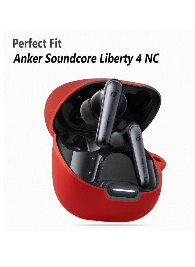 Silicone Case for Anker Soundcore Liberty 4NC Bluetooth Headphones, Protective Case Cover for Anker Soundcore Liberty 4 NC - Red - Image 2