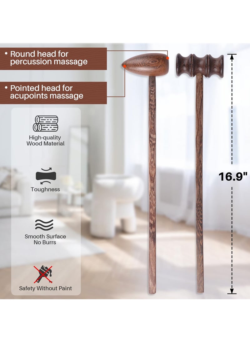 إسكدنيا Wooden Self-Massage Hammer Set, 2 Handheld Therapy Sticks for Neck and Back Relief, Perfect Gift for Seniors and Wellness Enthusiasts - Image 4