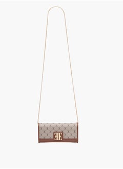 ELLE Women Monogram Print Crossbody Bag with Button Closure and Chain Strap  - Image 1