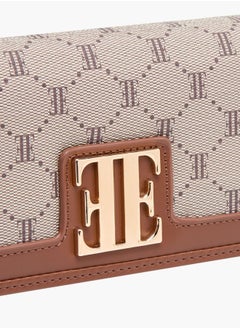 ELLE Women Monogram Print Crossbody Bag with Button Closure and Chain Strap  - Image 3