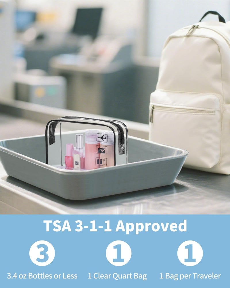 WANDF TSA Approved Clear Travel Toiletry Bag wih Zippers Carry-on Travel Accessories Quart Size Toiletries Cosmetic Pouch Makeup Bags for Men and Women (2 pcs) - Image 2