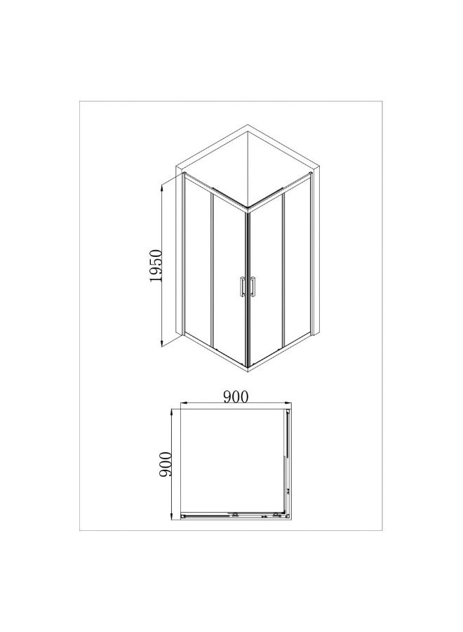 DANUBE HOME Milano Shower Cubical 900*900*1950 Chrome (Bb-4Fm) | Tempered Glass Shower Tray and Cubicle | Glass Shower Partition Eclosure For Toilet Bathroom Washroom Shower Room - Chrome  - Image 4