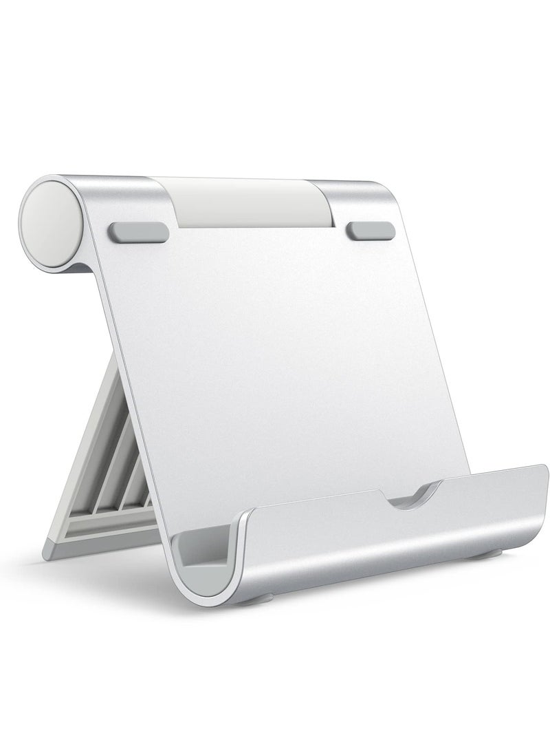 Jetech Tablet Stand, Adjustable Portable Desktop Holder, Foldable Dock for iPad/iPad Pro/Air/Mini, Galaxy Tab A8/A7 Lite/A7/S8/S7, Kindle, Tab/Phones(4-13"), Silver - Image 1