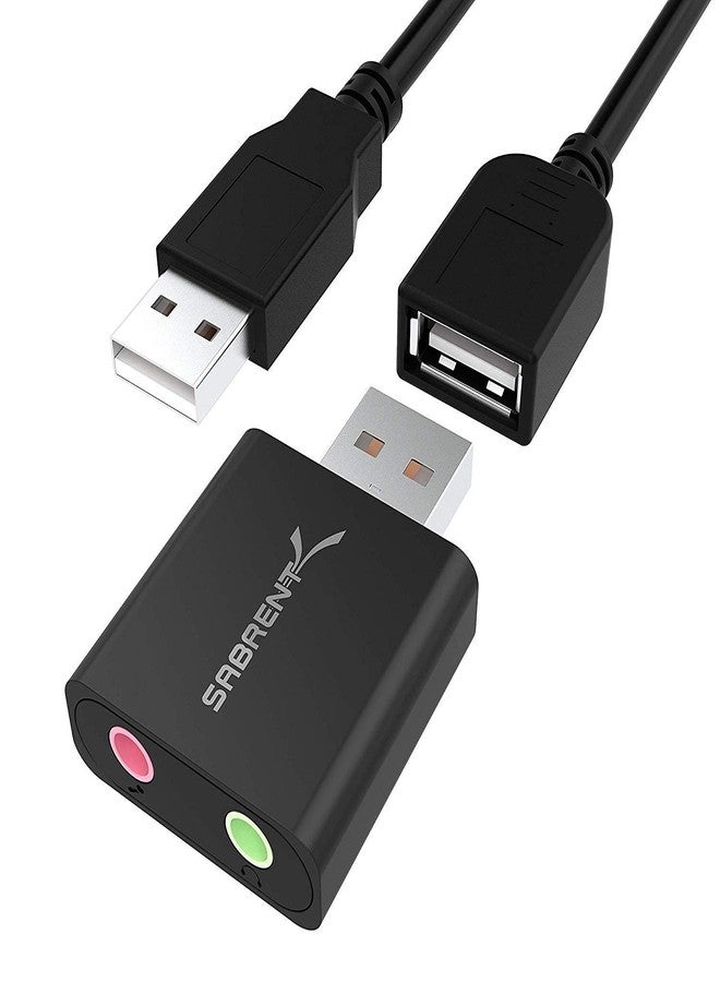 سابرينت محول صوت ستيريو خارجي USB من الألومنيوم من سابْرينت، متوافق مع أنظمة ويندوز وماك. يعمل بمجرد التوصيل، لا يتطلب تعريفات [أسود] (AU-EMCB) - Image 1