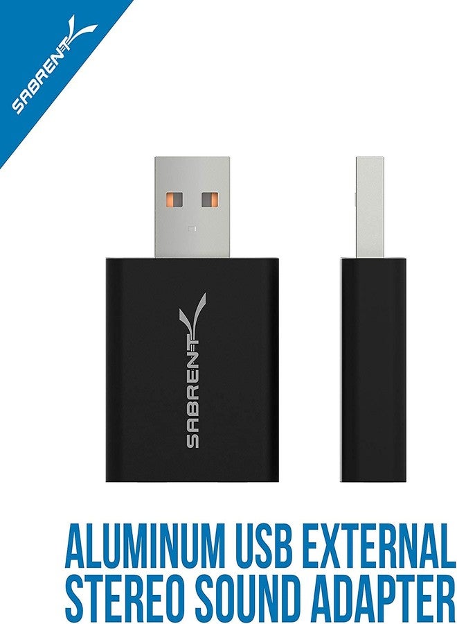 سابرينت محول صوت ستيريو خارجي USB من الألومنيوم من سابْرينت، متوافق مع أنظمة ويندوز وماك. يعمل بمجرد التوصيل، لا يتطلب تعريفات [أسود] (AU-EMCB) - Image 2