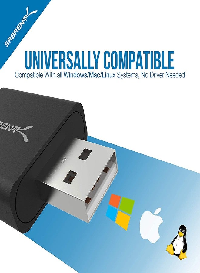 سابرينت محول صوت ستيريو خارجي USB من الألومنيوم من سابْرينت، متوافق مع أنظمة ويندوز وماك. يعمل بمجرد التوصيل، لا يتطلب تعريفات [أسود] (AU-EMCB) - Image 5