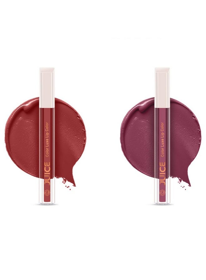 JUICE Matte Luxe Lipstick - Vitamin E Enriched, Smudge-Free With Bio Retinol, Moisturizing Lock Technology, Spf 15, Long-Lasting Pack Of 2 (Pink Desire - M01 & Lovely Lilac - M17) - Image 1