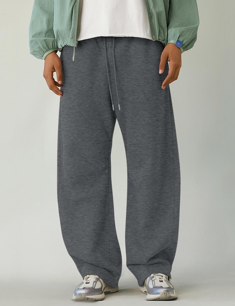 HeSaYep Men's Baggy Sweatpants Barrel Open Bottom Workout Fleece Sweat Pants Loose Casual Active Joggers Pants with Pockets Dark Grey S - Image 3
