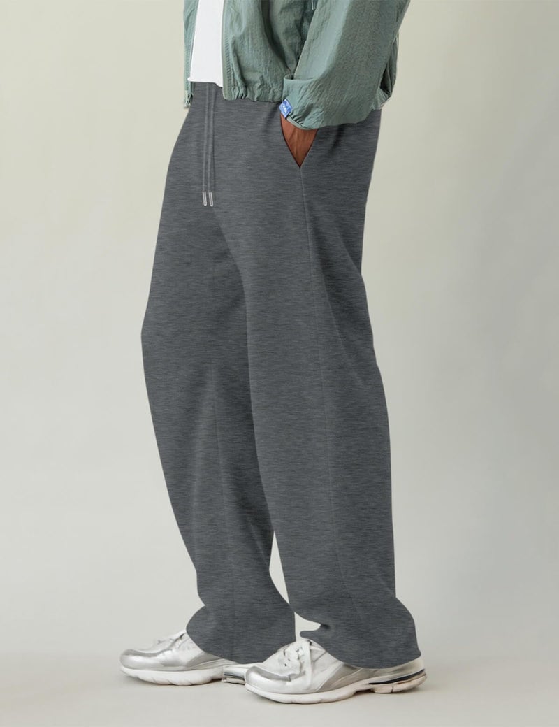 HeSaYep Men's Baggy Sweatpants Barrel Open Bottom Workout Fleece Sweat Pants Loose Casual Active Joggers Pants with Pockets Dark Grey S - Image 4