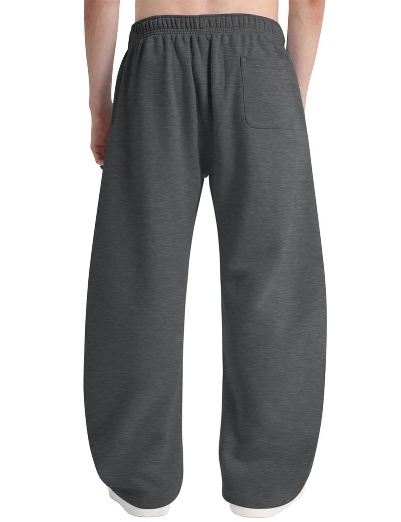 HeSaYep Men's Baggy Sweatpants Barrel Open Bottom Workout Fleece Sweat Pants Loose Casual Active Joggers Pants with Pockets Dark Grey S - Image 2