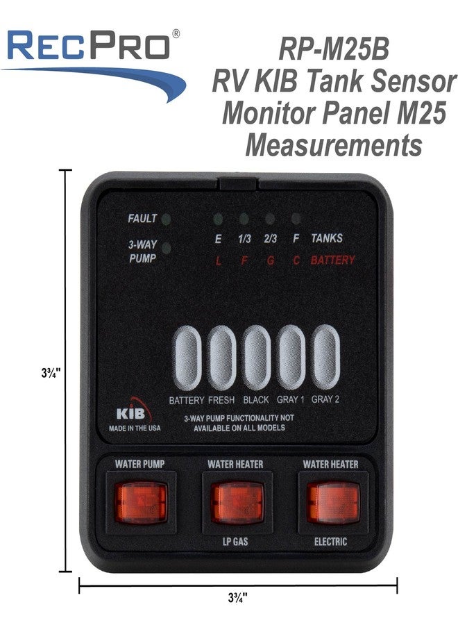 RecPro RV Tank Sensor Monitor Panel M25 | KIB Replacement | Panel Only | Fresh Water or Holding Tank Level Sensor (Black) - Image 5