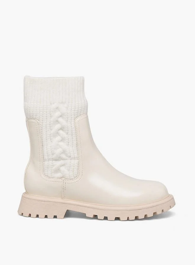 ليتل ميسي Girls Cable Knit High Cut Boots