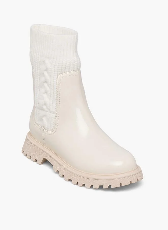 ليتل ميسي Girls Cable Knit High Cut Boots