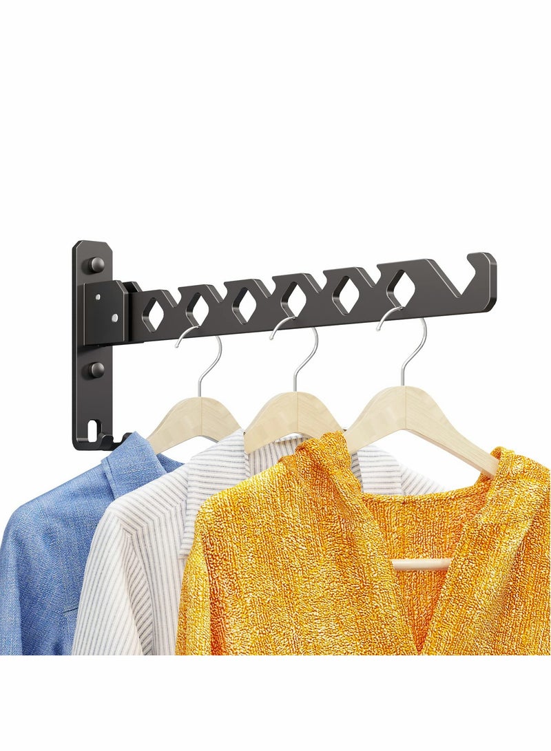 KASTWAVE حامل تجفيف الملابس القابل للطي المعلق على الحائط لغرفة الغسيل، حامل تجفيف الملابس القابل للطي داخلي، أسود غير لامع - Image 1