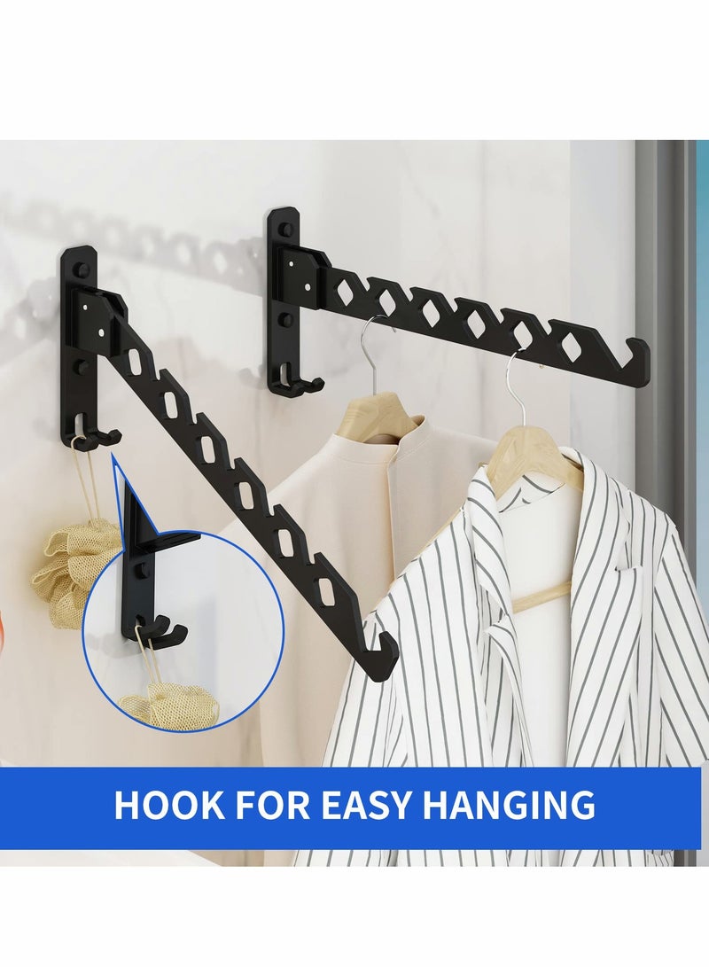 KASTWAVE حامل تجفيف الملابس القابل للطي المعلق على الحائط لغرفة الغسيل، حامل تجفيف الملابس القابل للطي داخلي، أسود غير لامع - Image 4