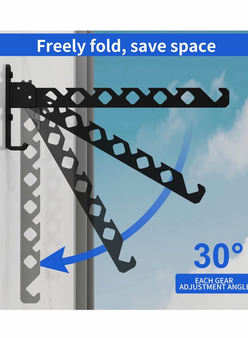 KASTWAVE حامل تجفيف الملابس القابل للطي المعلق على الحائط لغرفة الغسيل، حامل تجفيف الملابس القابل للطي داخلي، أسود غير لامع - Image 3