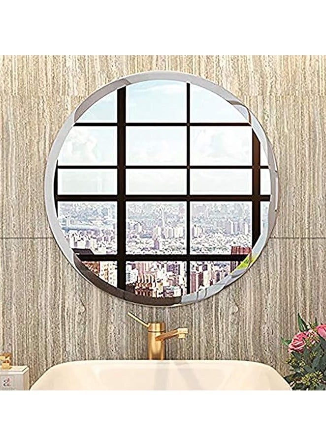 Art Street Beveled Glass Wall Mirror for Bathroom in Round Shape,Wall Mirror for Bedroom -Size 17 x 17 Inches - Image 1