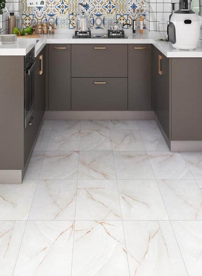 FunStick White Grey Peel and Stick Floor Tile 12"x12" Marble Vinyl Flooring Peel and Stick Tiles for Floor Waterproof Stick on Laminate Flooring for Bathroom Kitchen Bedroom Basement Floor Tiles 5 Pcs - Image 3