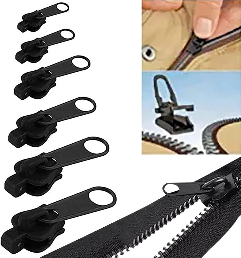 Sluswallow 6pcs Instant Zipper Set,6/12/24 Pcs Fix Zipper Repair Kit,Zip Slider Repair Kit, Fix Removable Rescue Replacement Pack, Instant Set for Coats Jacket, Luggage Sewing Notions and Supplies - Image 1