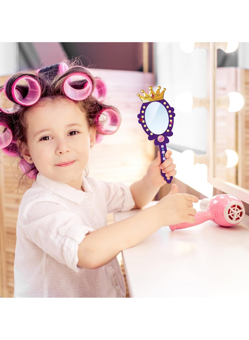 السيد باندا 12 عبوة مرايا خشبية، تزيين شخصي للفتيات مرآة الأميرة الخاصة بك، لوحة مرآة يدوية خشبية للفتيات، أنشطة فنية وحرف لعيد الميلاد، زينة حفلات الأميرة - Image 5