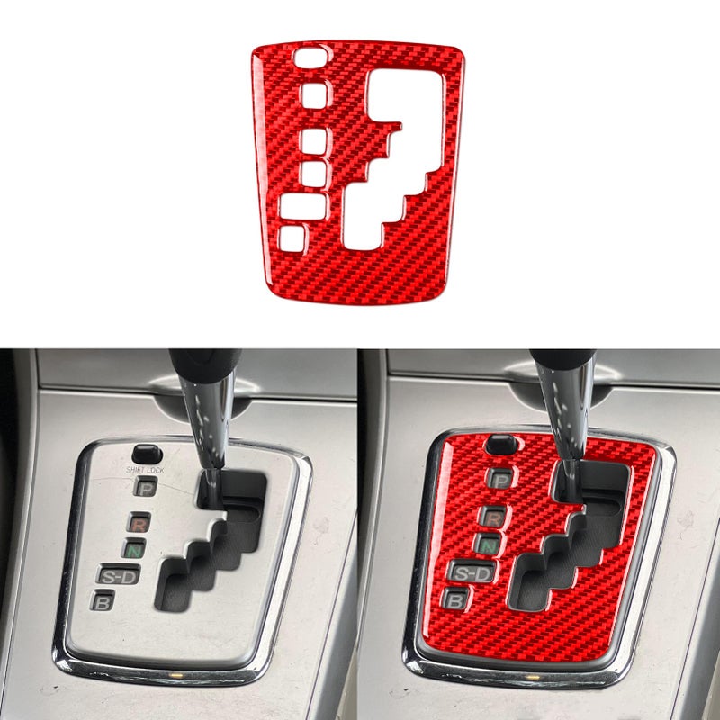 PJFUS Real Soft Carbon Fiber Car Center Console Automatic Transmission Panel Gear Shift Cover Sticker Compatible with Toyota Corolla 2009 2010 2011 2012 2013 Auto Premium Interior Accessories red