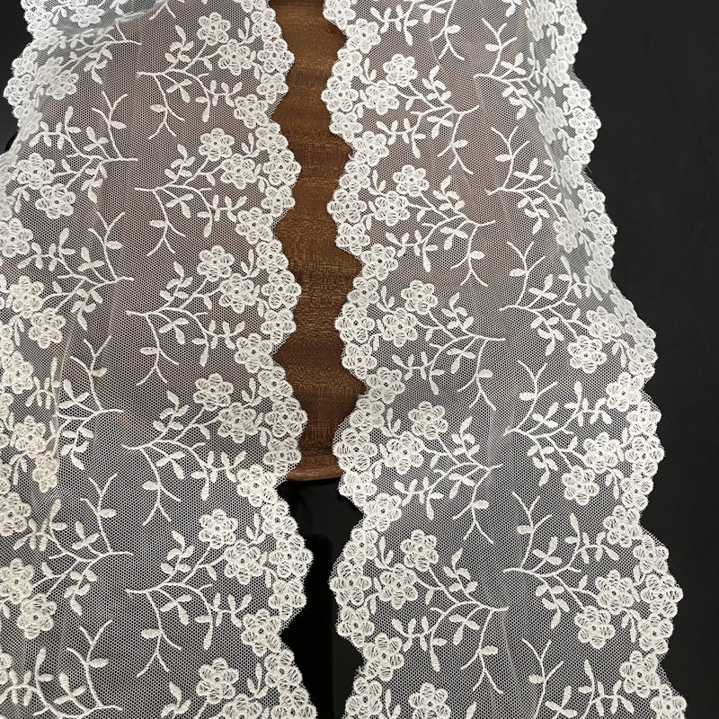 Buysk Lace Fabric, Sewing Embroidery Lace Ribbon Trim for Sewing, Gift Wrap, Bridal Shower Wedding Decoration, DIY Art Crafts (White/5.12 Inch Width) - Image 4