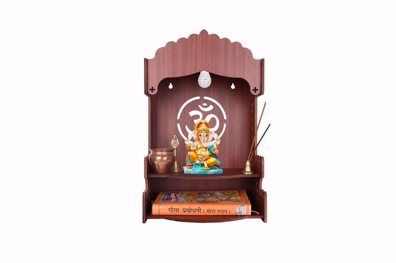 AR ART AR ART Beautiful Home Decor Wooden Pooja Stand for Home Pooja Mandir for Home Temple for Home and Office Puja Mandir for Home Wall Mounted L105 W825 H14 Inch Dark - Image 4
