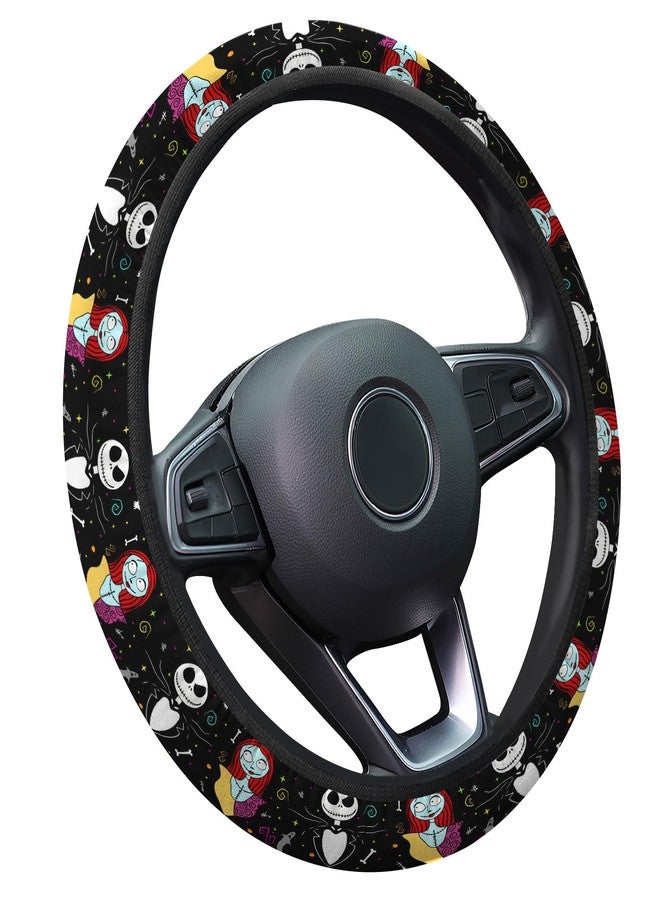 GENANY Horror Nightmare Skellington Couple Steering Wheel Cover, Anti-Slip Dot Car Steering Wheel Cover, Breathable Steering Wheel Covers, Sweat-Absorbing Car Accessories, Christmas Car Gifts - Image 1