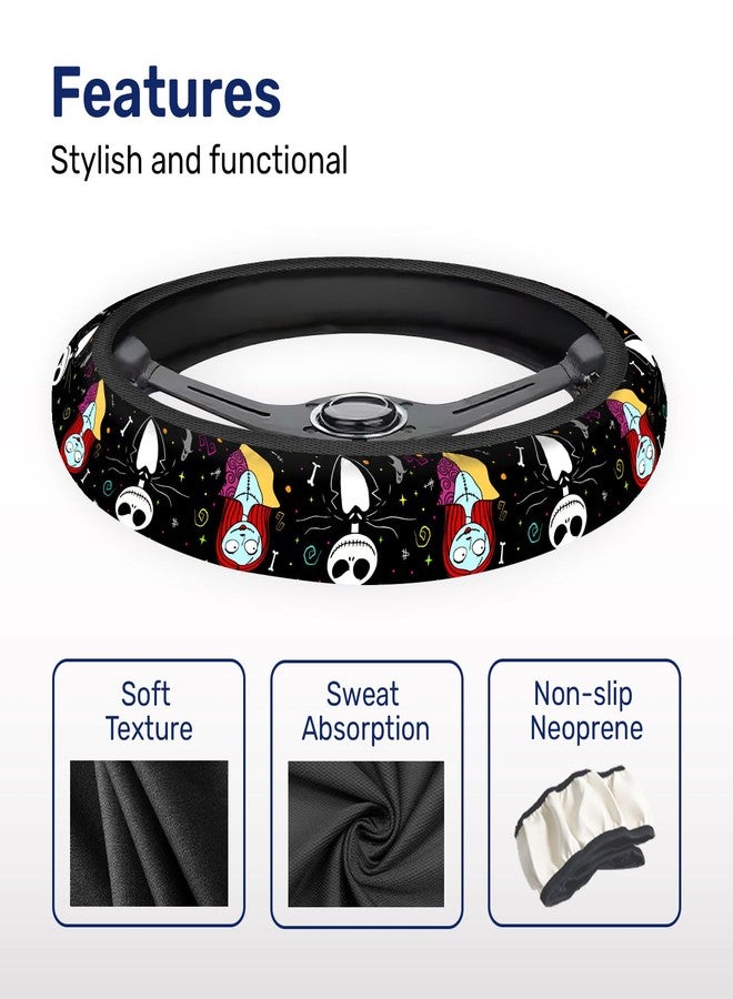 GENANY Horror Nightmare Skellington Couple Steering Wheel Cover, Anti-Slip Dot Car Steering Wheel Cover, Breathable Steering Wheel Covers, Sweat-Absorbing Car Accessories, Christmas Car Gifts - Image 4