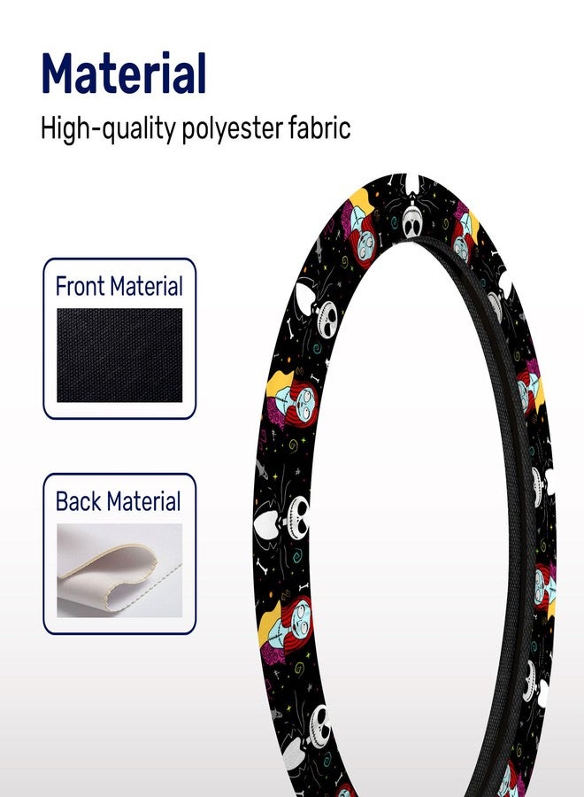 GENANY Horror Nightmare Skellington Couple Steering Wheel Cover, Anti-Slip Dot Car Steering Wheel Cover, Breathable Steering Wheel Covers, Sweat-Absorbing Car Accessories, Christmas Car Gifts - Image 3