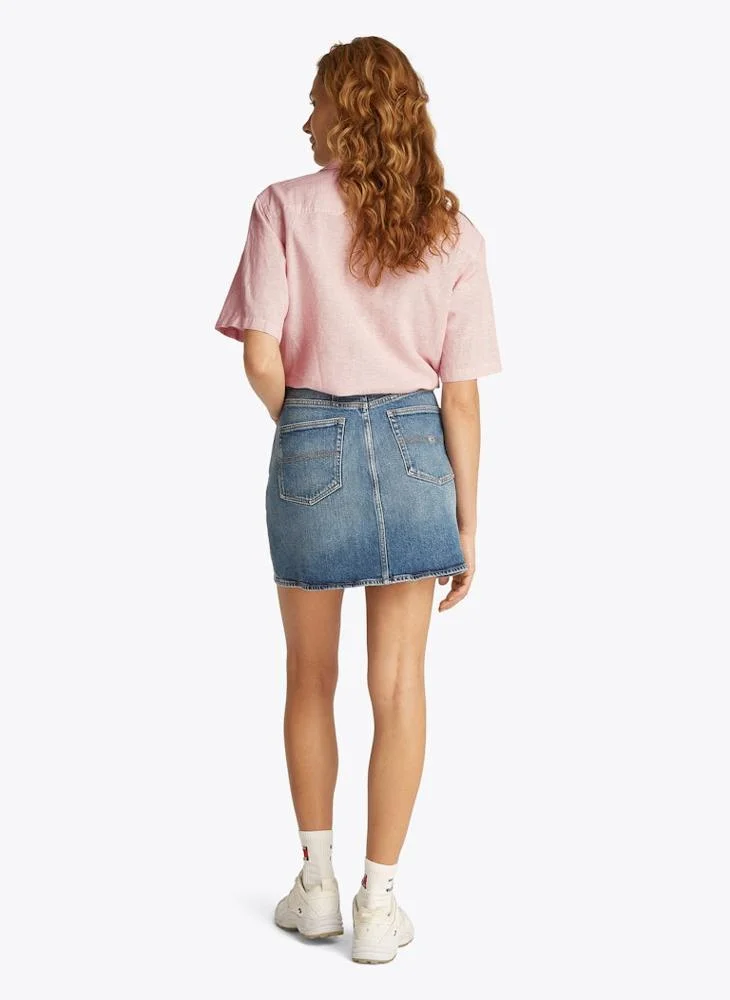 تومي جينز Logo Crop Linen Shirt