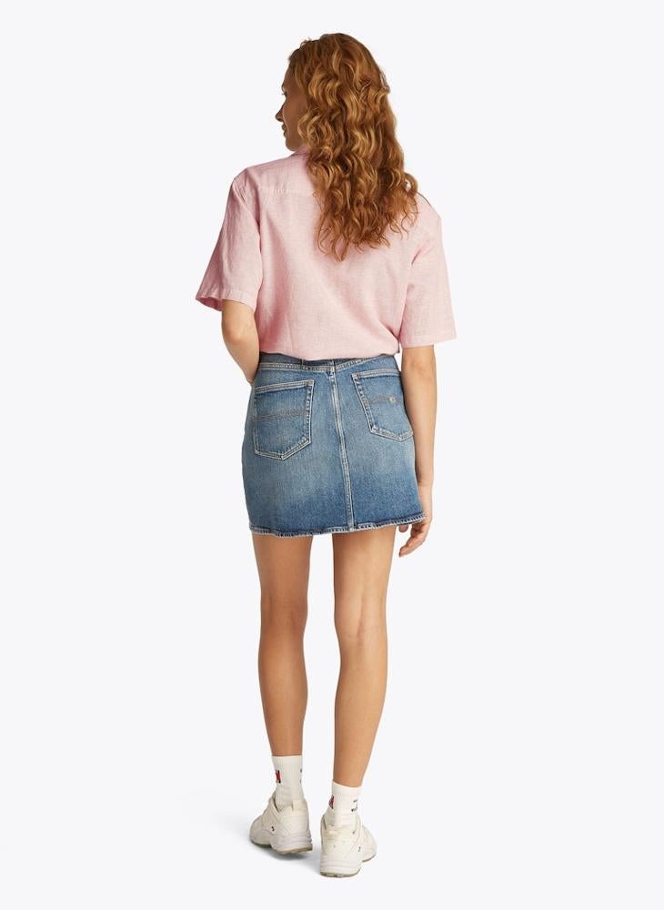TOMMY JEANS Logo Crop Linen Shirt - Image 2