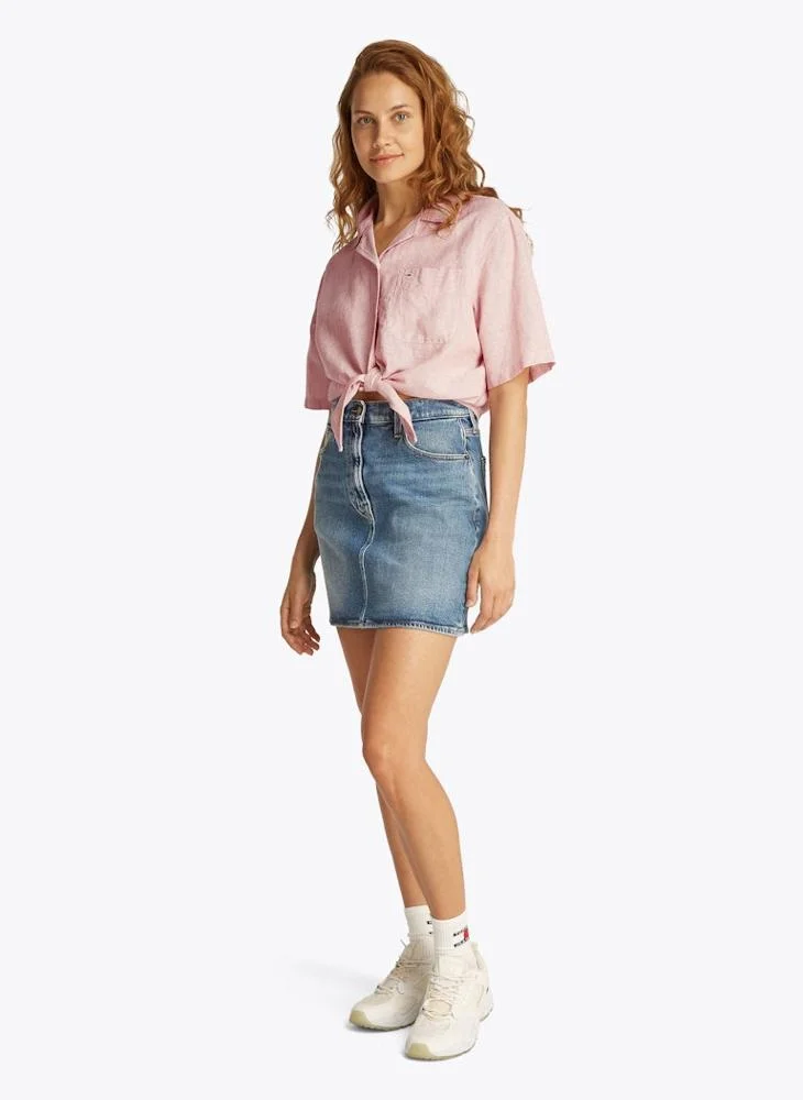 TOMMY JEANS Logo Crop Linen Shirt
