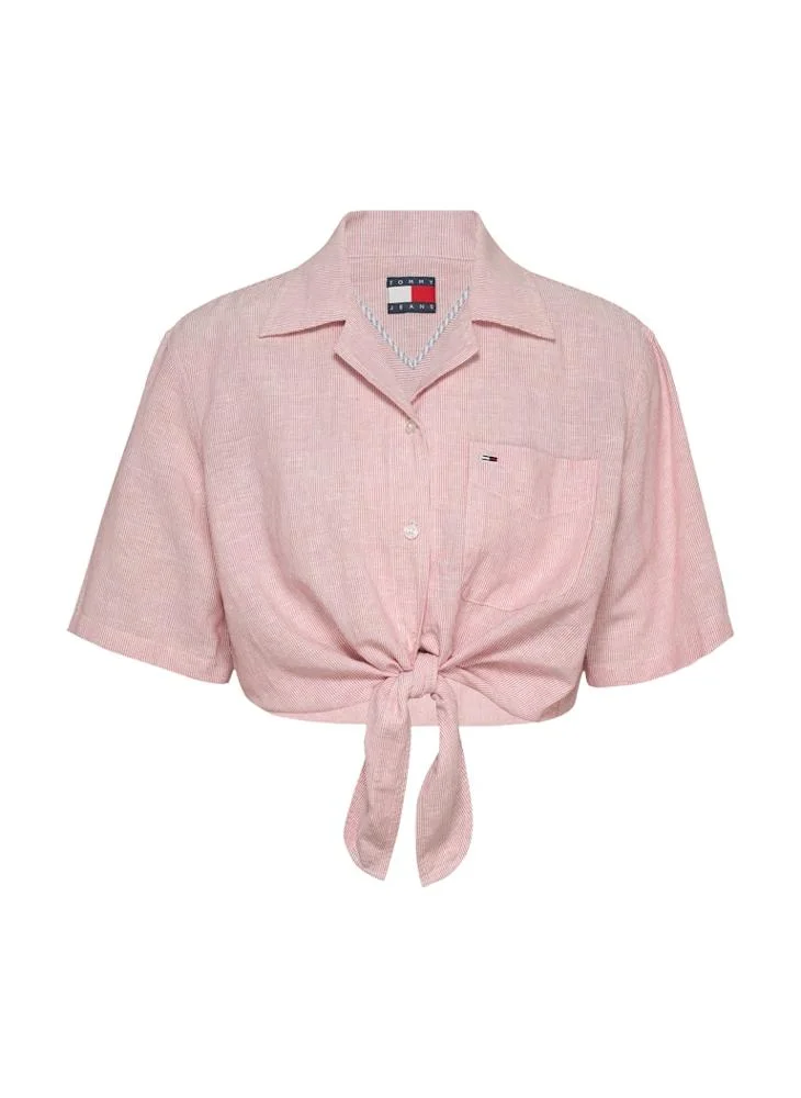 TOMMY JEANS Logo Crop Linen Shirt