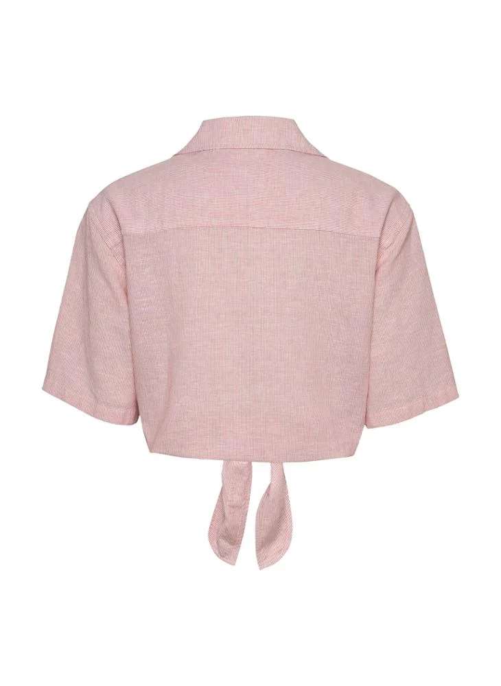 TOMMY JEANS Logo Crop Linen Shirt