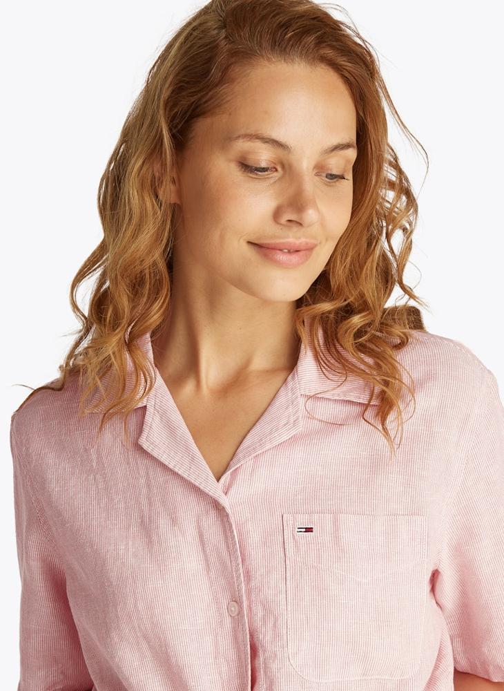 TOMMY JEANS Logo Crop Linen Shirt - Image 3