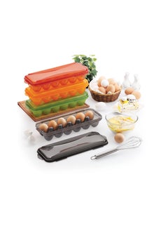 PINANKI PINANKI Egg Dispenser Tray with 12 egg solts Food Grade Plastic for Fridge and Oven Egg Storage Box Egg Storage Container with Lid without clip Any Color 1 pc Will be Sent as per availability  - Image 2