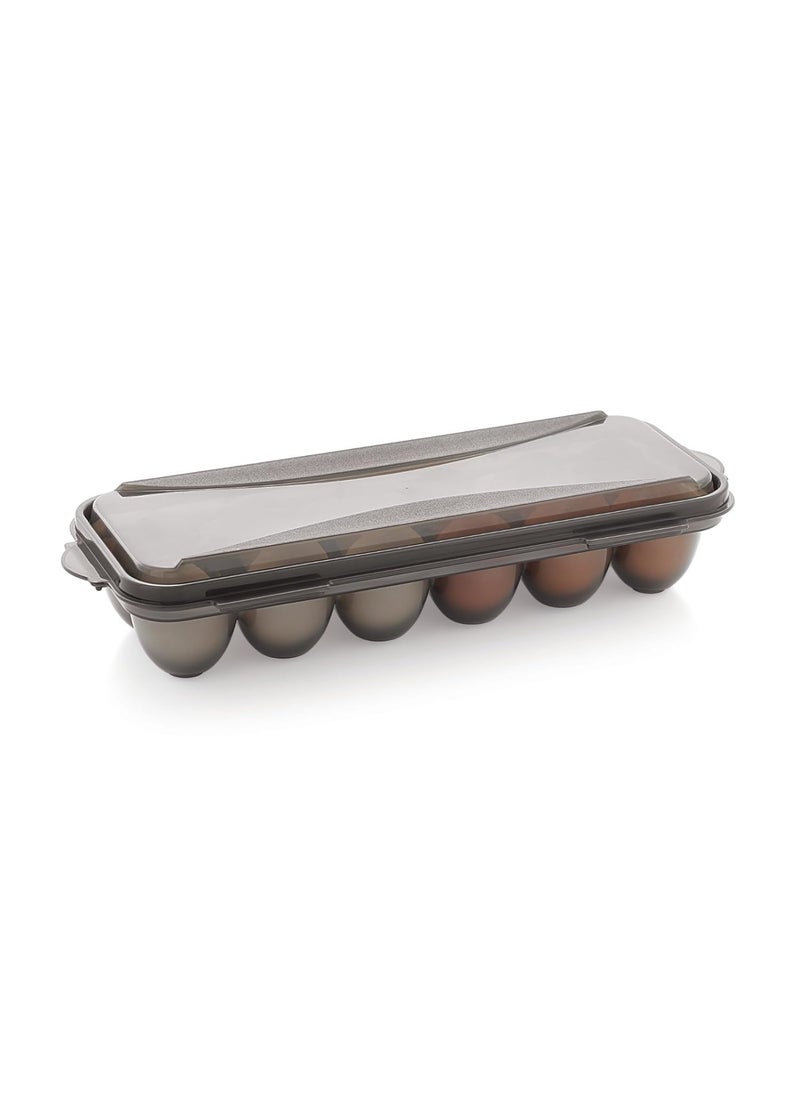 PINANKI PINANKI Egg Dispenser Tray with 12 egg solts Food Grade Plastic for Fridge and Oven Egg Storage Box Egg Storage Container with Lid without clip Any Color 1 pc Will be Sent as per availability  - Image 4