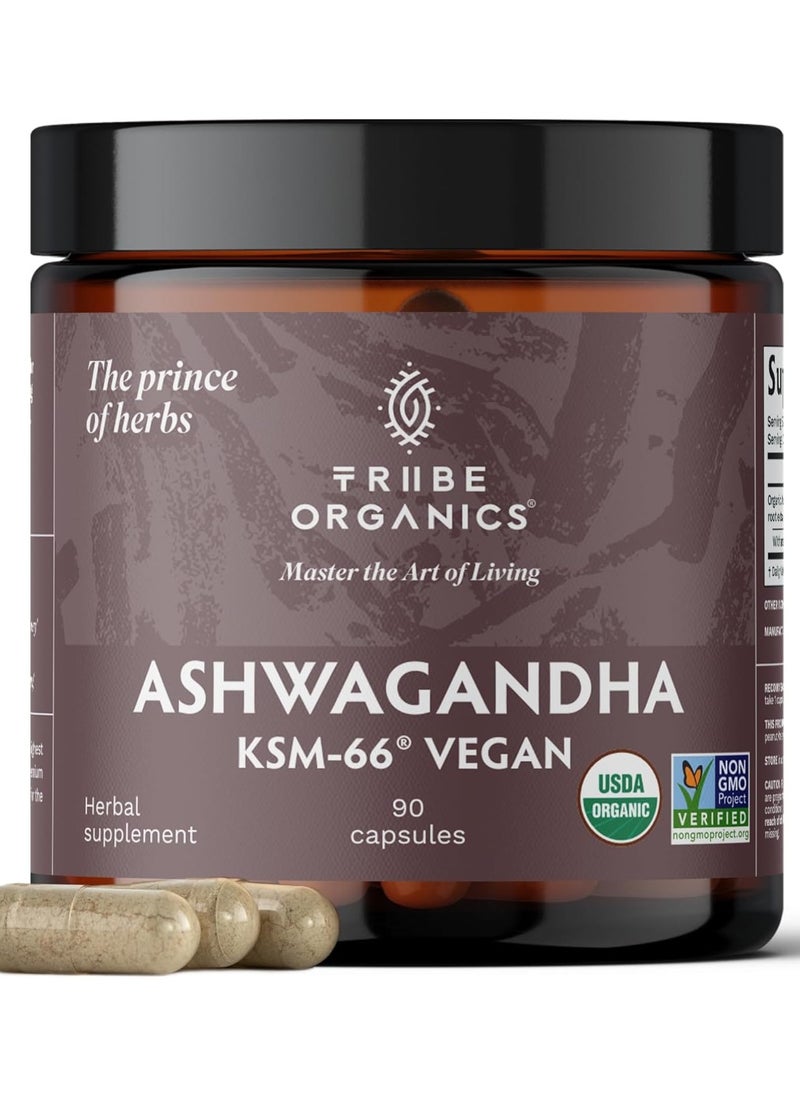 TRIBE ORGANICS - Ashwagandha KSM-66, 90 Capsules Packaging May Vary - Image 1