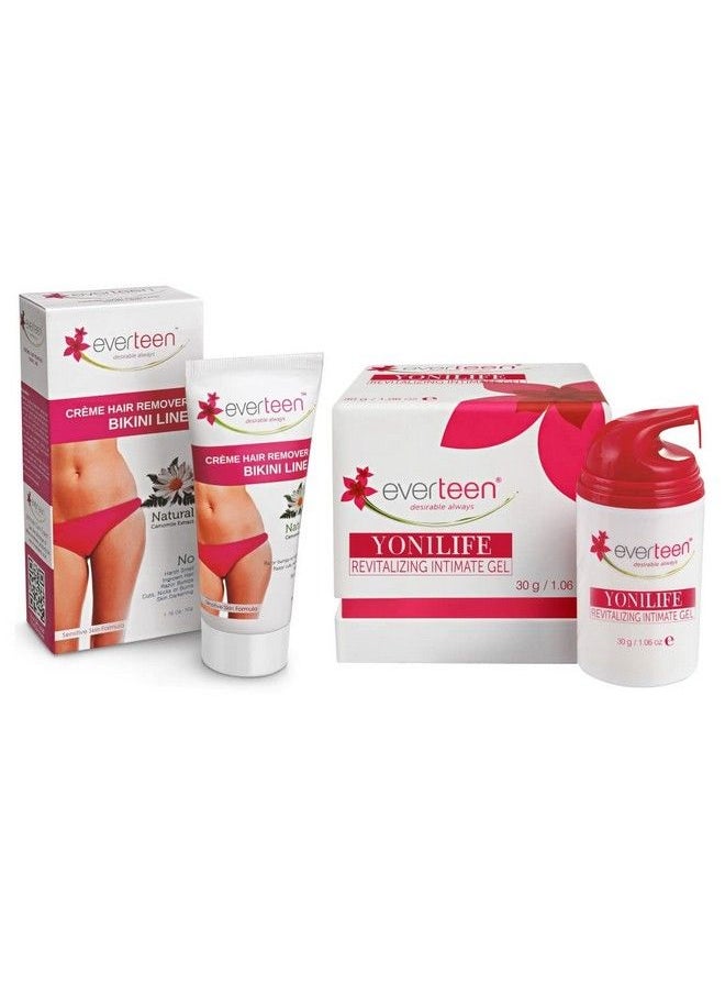 everteen Combo Natural Bikini Line Hair Remover Cream 50G And Yonilife Revitalizing Gel  - Image 1