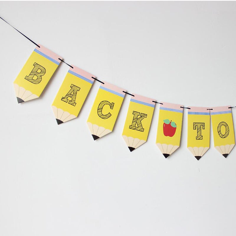 2 Sets Ceremony Banner Welcome Class Bunting Back to School Pull Flag First Day of School Decoration - Image 4