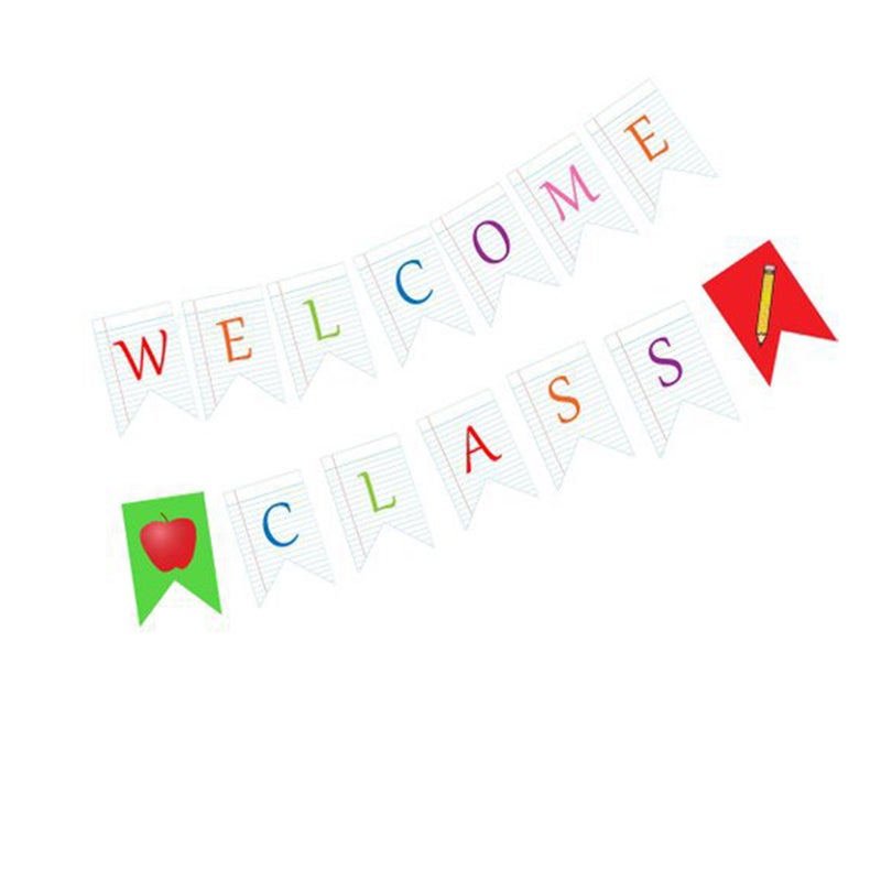 2 Sets Ceremony Banner Welcome Class Bunting Back to School Pull Flag First Day of School Decoration - Image 3